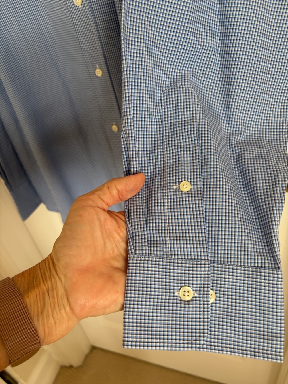 NWT Polo by Ralph Lauren men's Blue Micro-Check 17 1/2 Dress Shirt - Picture 7 of 10